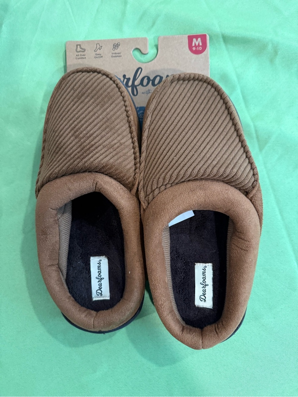 Dearfoams Men’s  Brown Cozy Slip-On Slippers M size 9-10